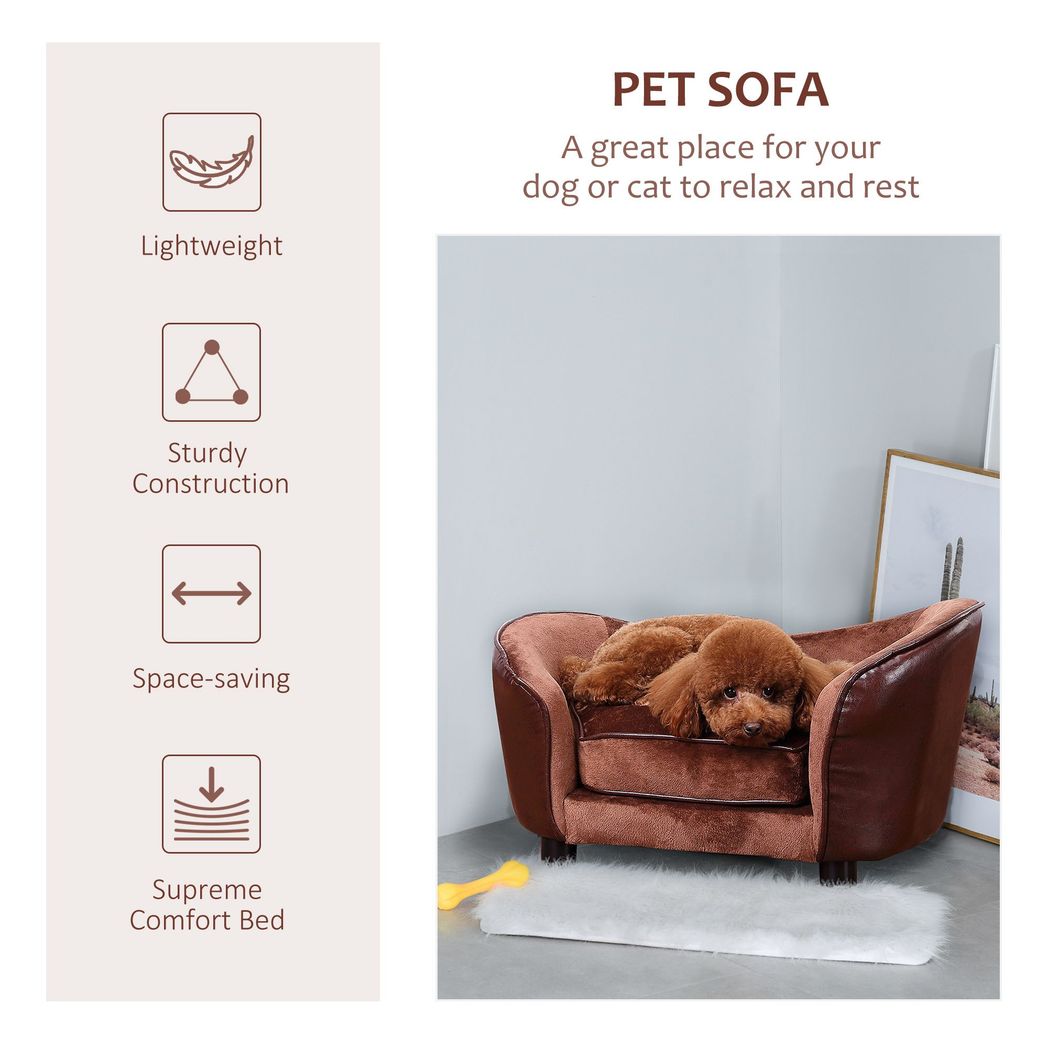 Brown Vintage Sofa Raised Pet Bed