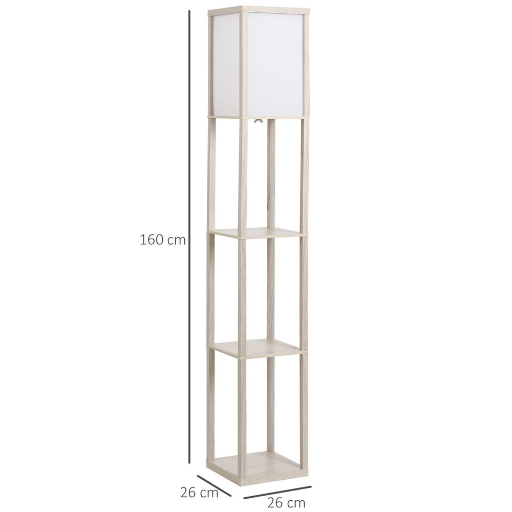 3 Tier Storage Floor Lamp Oak