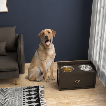 Pet Bowls with Storage Drawer