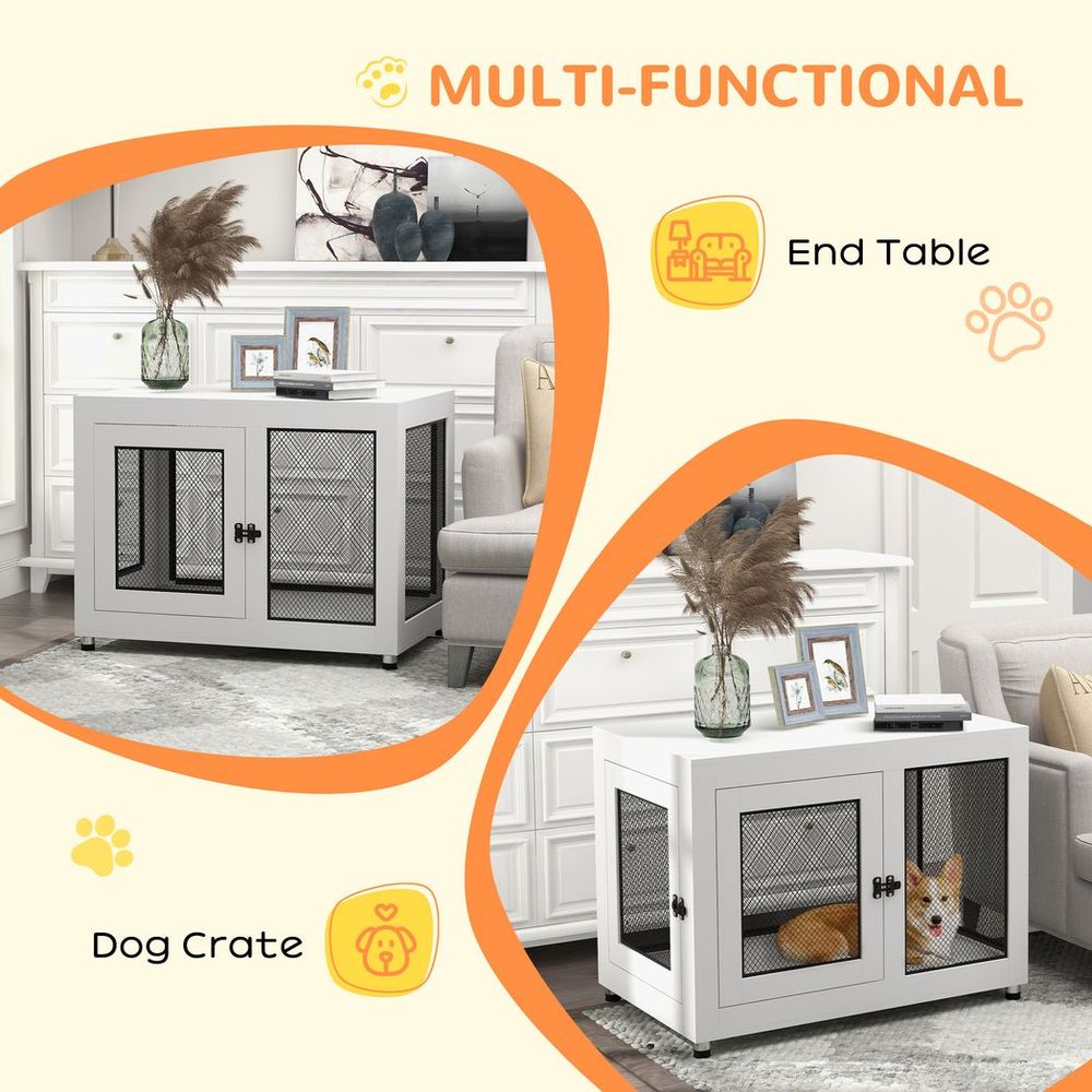 Large Dog End Table Crate White