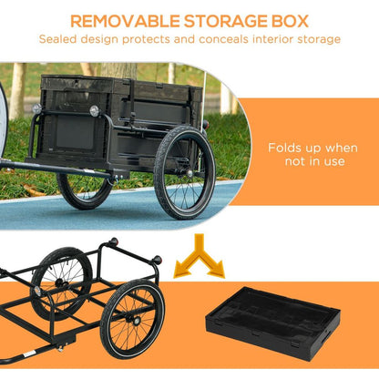 Bicycle Trailer with Foldable Storage Box - Black