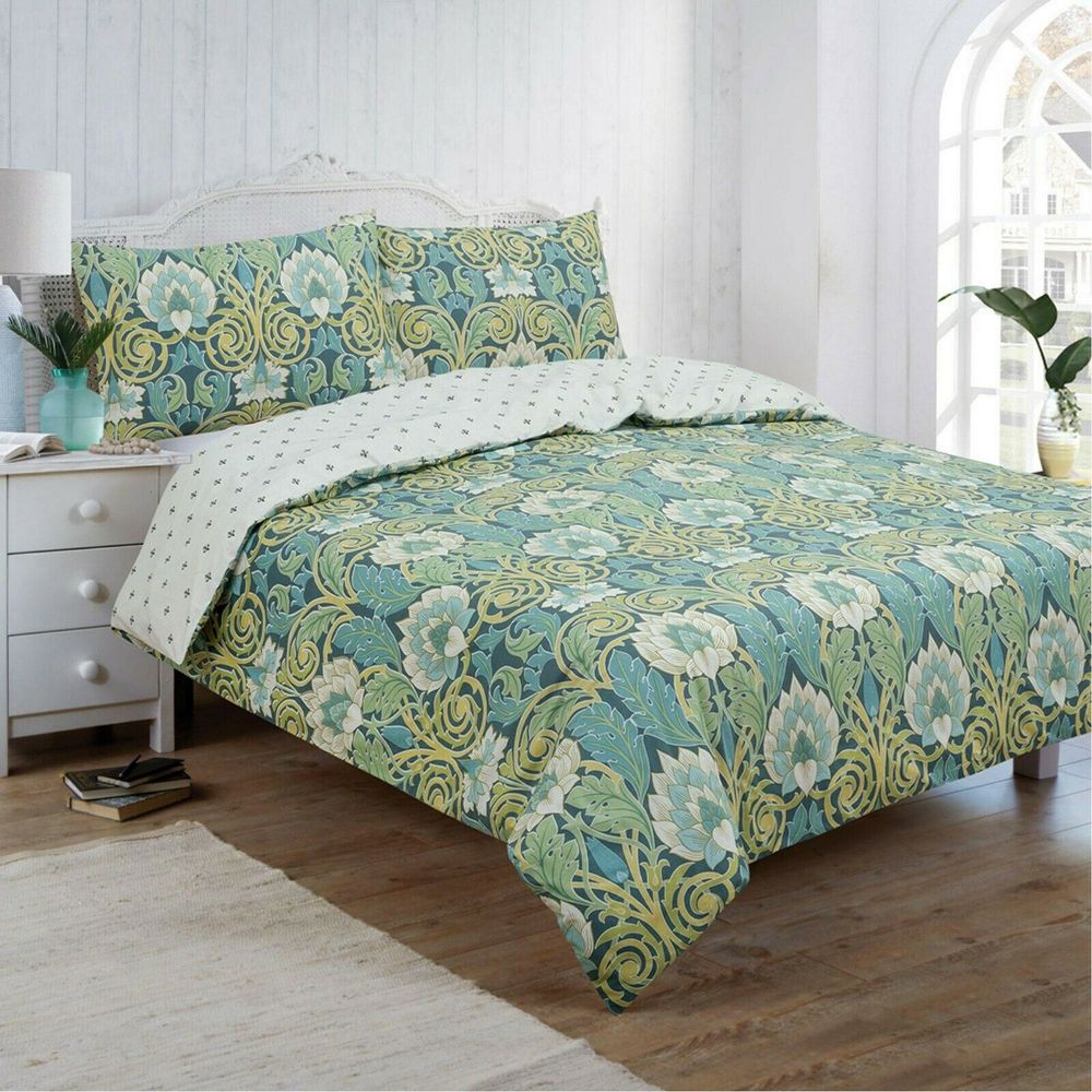 Green Floral Duvet Cover Set