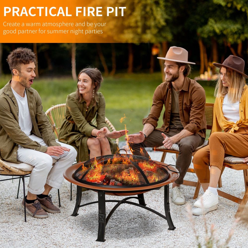 Steel Fire Pit with Spark Cover