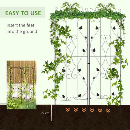 Leaf Design Set of 2 Metal Trellis