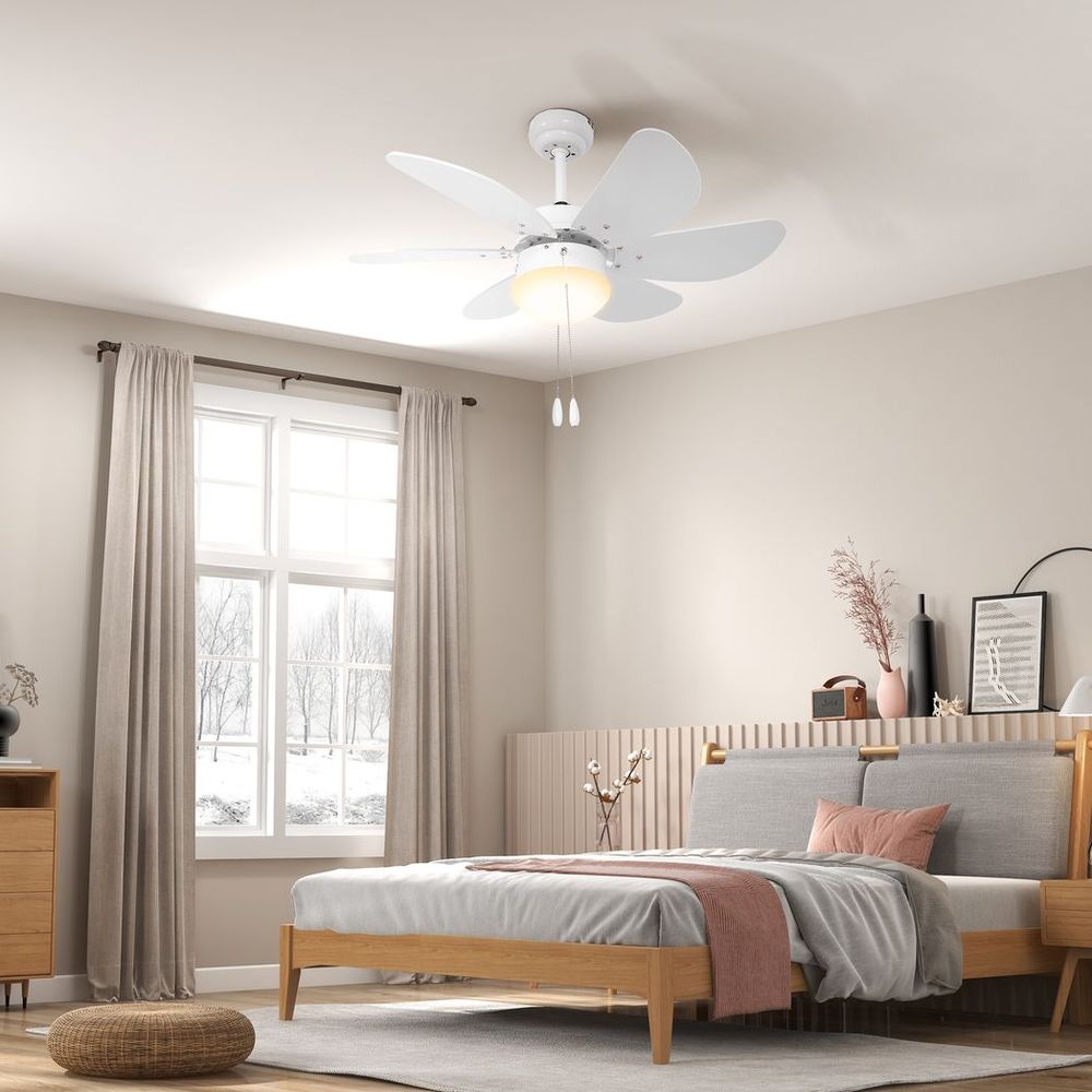 Pull Chain Ceiling Fan White