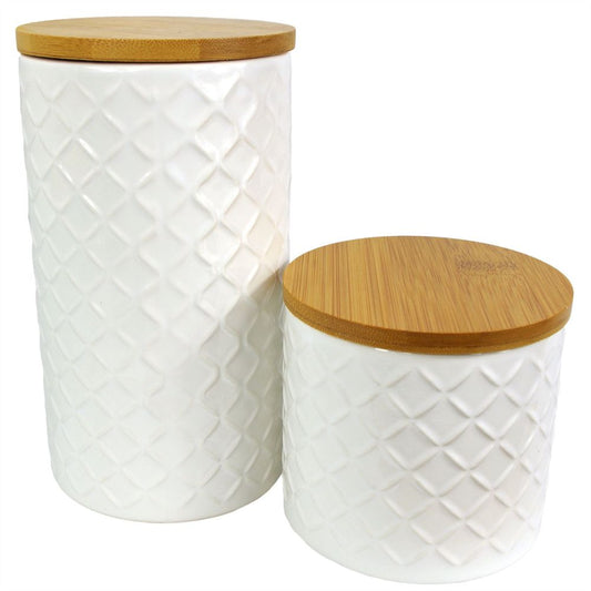 Ceramic Embossed Jars x2