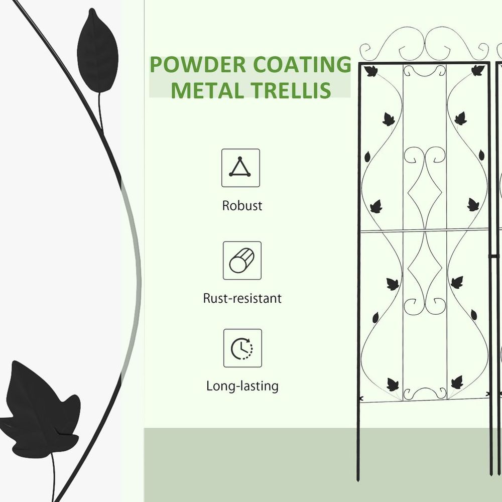 Leaf Design Set of 2 Metal Trellis