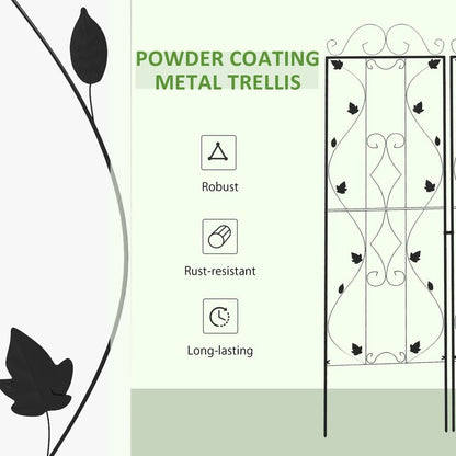 Leaf Design Set of 2 Metal Trellis