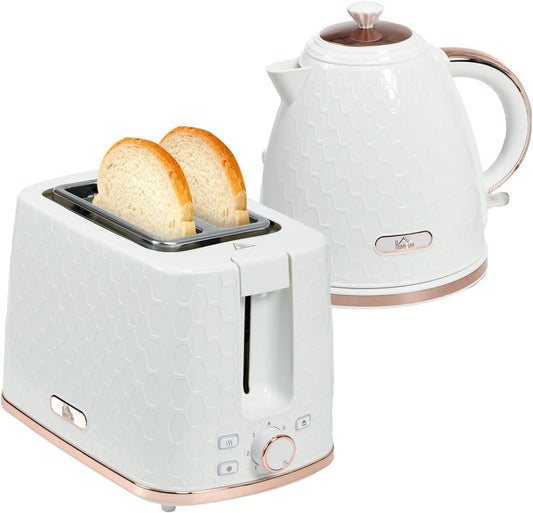 1.7L Kettle and 2 Slice Toaster Set White