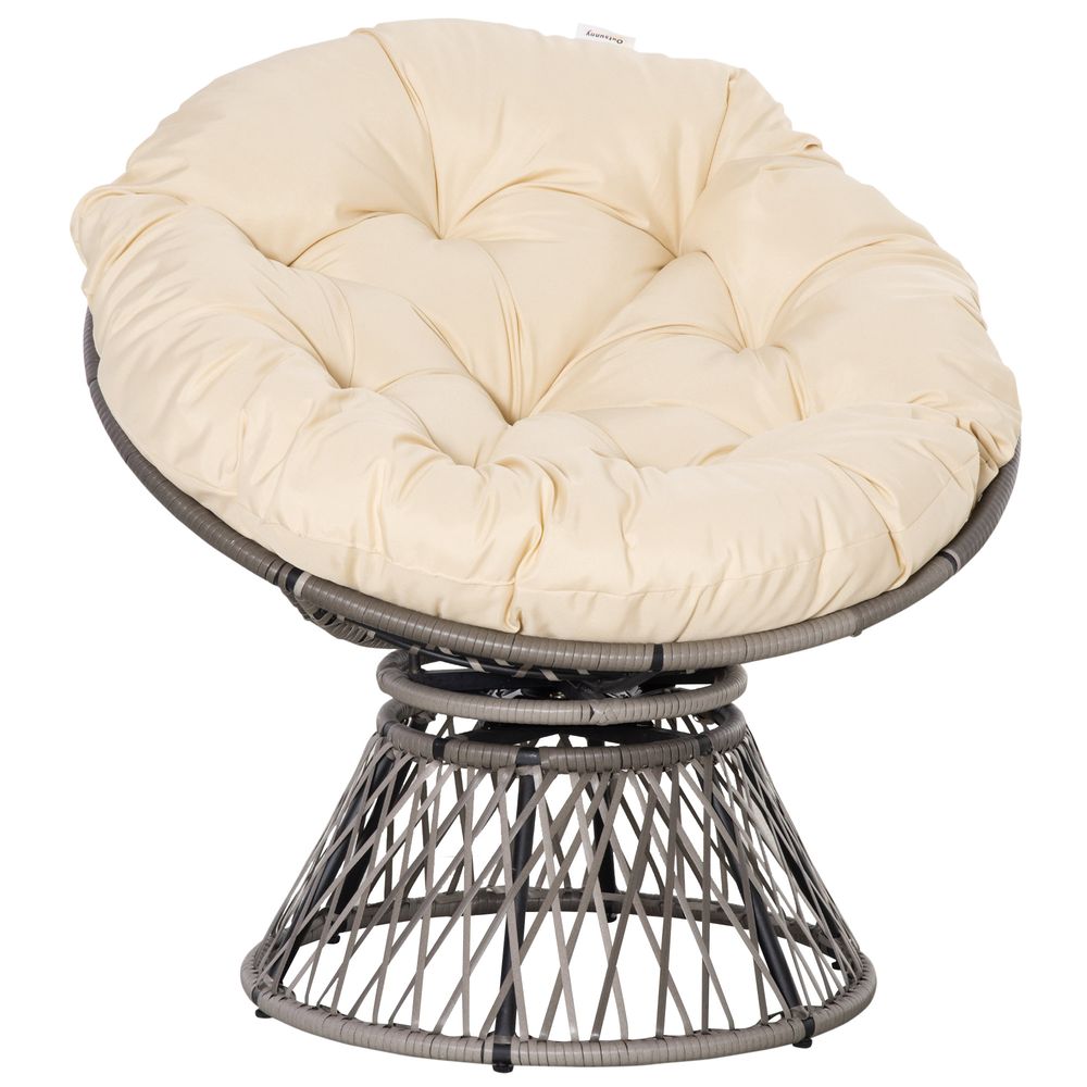 Rattan Bowl Chair with 360 Degree Swivel Beige