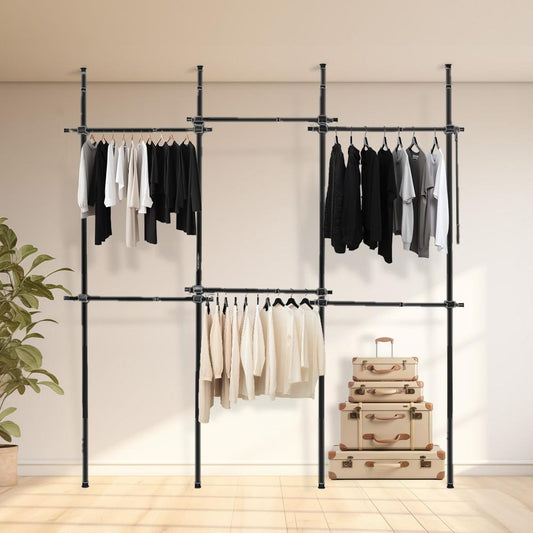 Wardrobe Organiser Hanging Rail in Black