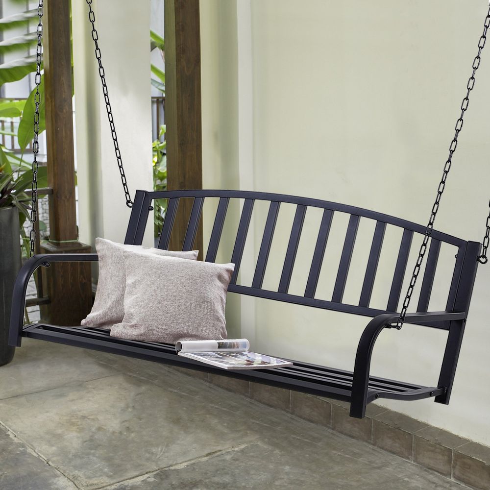 2-Seater Swing Chair - Black Metal