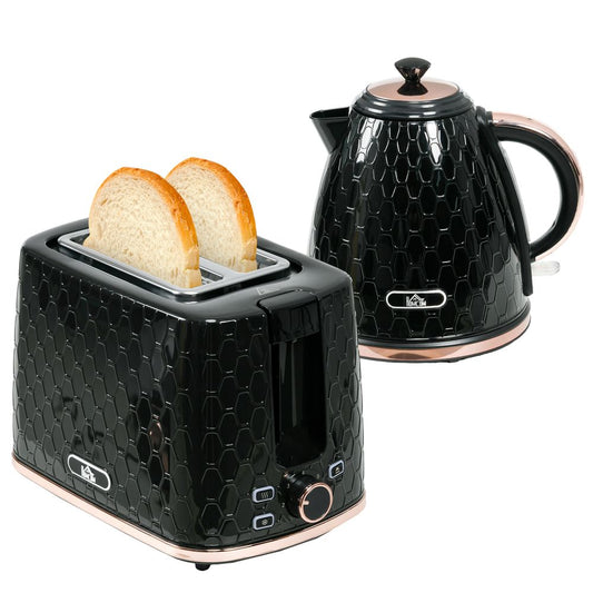 1.7L Kettle and 2 Slice Toaster Set Black