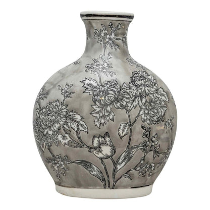 Grey Peony Vase