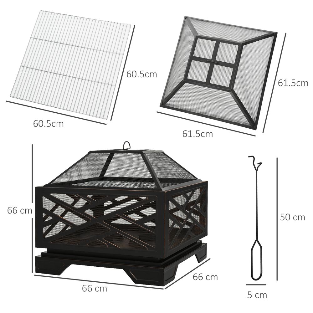 Metal Brazier Square Fire Pit