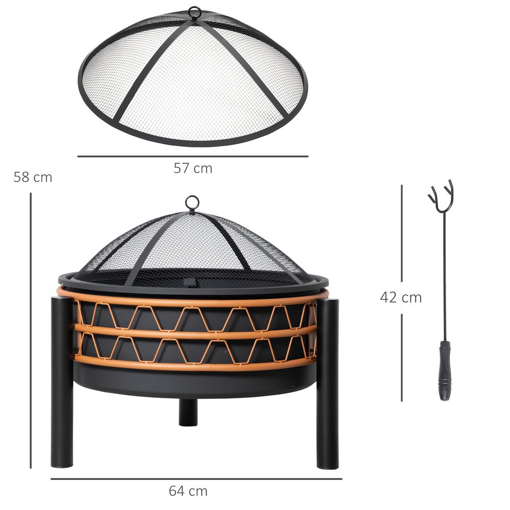 Fire Pit with Screen Cover 64cm