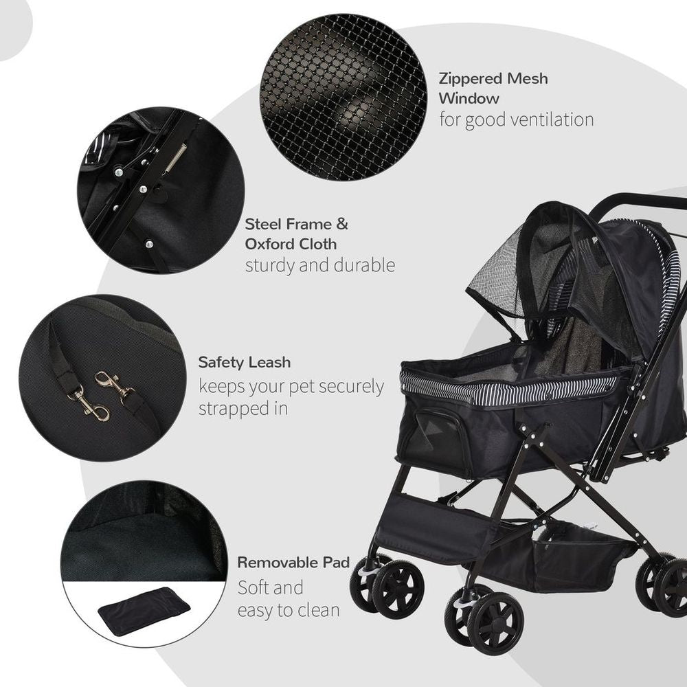 Foldable Pet Travel Stroller Black