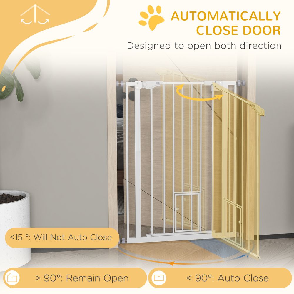 Extra Tall Dog Safety Gate Automatic Closing White