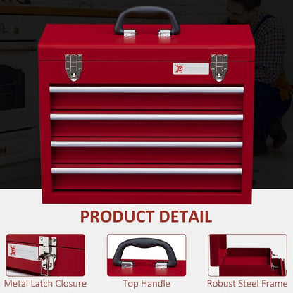 Red Lockable 4 Drawer Tool Chest