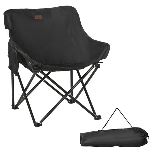 Portable Camp Chair with Storage Pocket Black