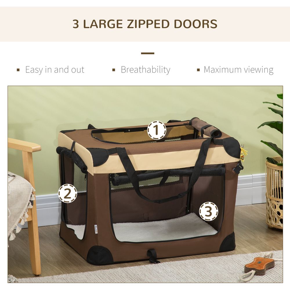 Pet Carrier Foldable 70cm Brown