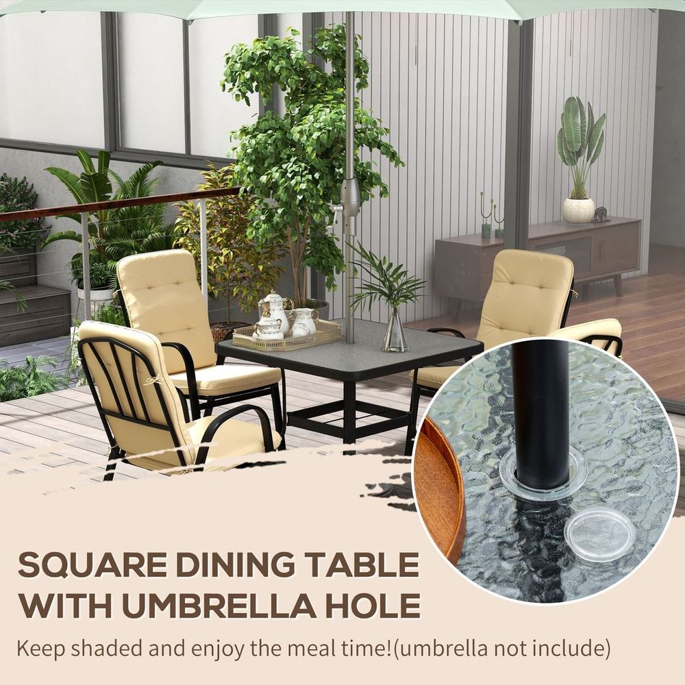 Garden Dining Set with 4 Chairs & Glass Table