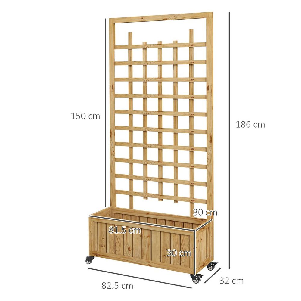 Wooden Trellis Planter with Wheels