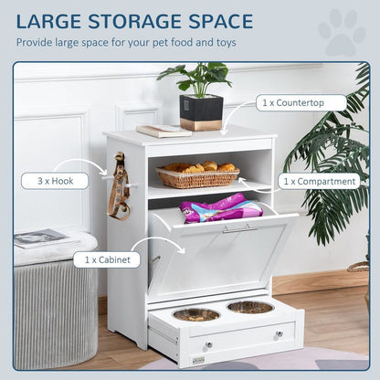 Dog and Cat Feeding Station  White