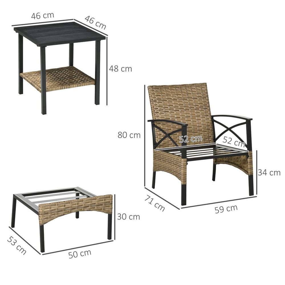 Garden Rattan Furniture Set Grey