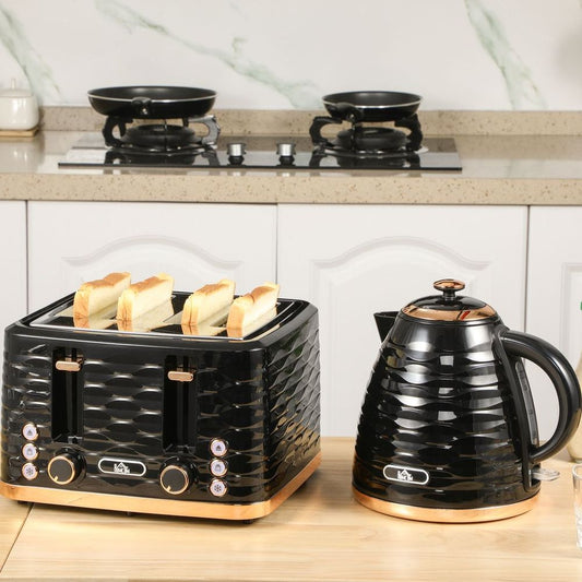 Toaster and 1.7L Kettle Set Black