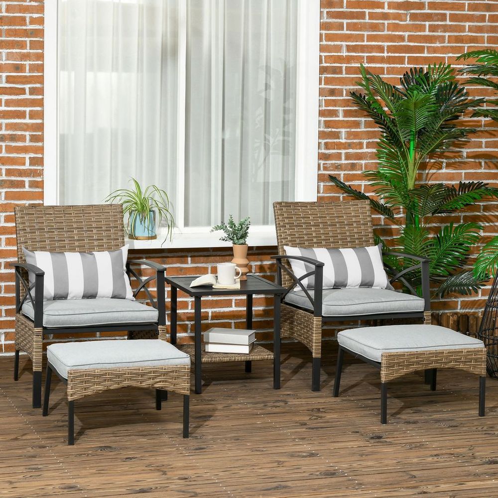 Garden Rattan Furniture Set Grey