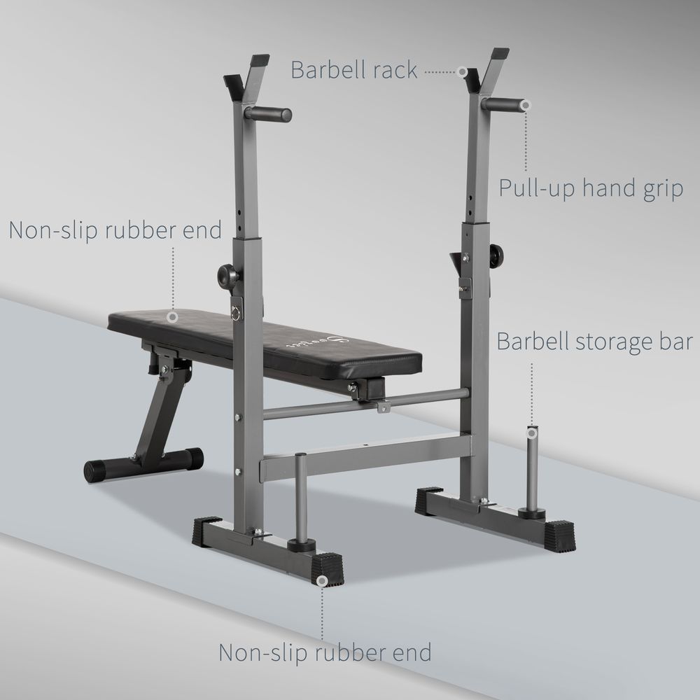 Weight Bench, Barbell Rack and Dip Station