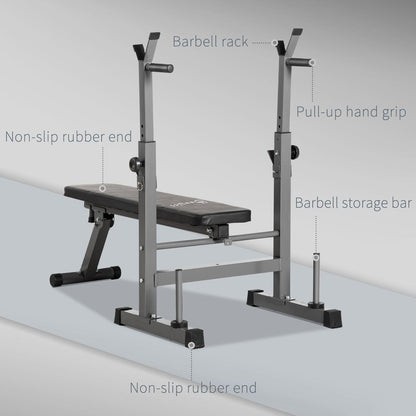 Weight Bench, Barbell Rack and Dip Station