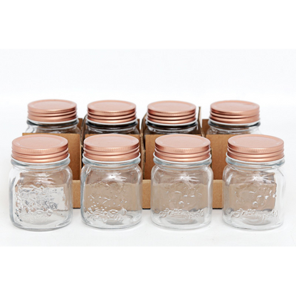 Embossed Screw Lid Glass Jar