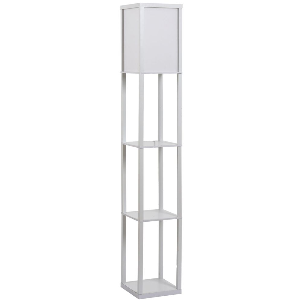 Floor Lamp with Shelves White