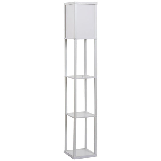 Floor Lamp with 3 Storage Shelves - White