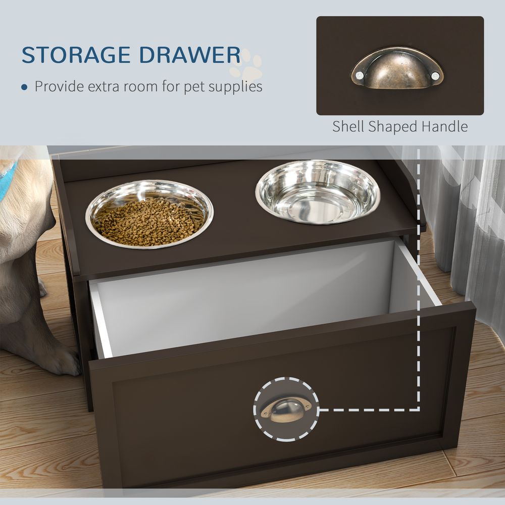 Pet Bowls with Storage Drawer