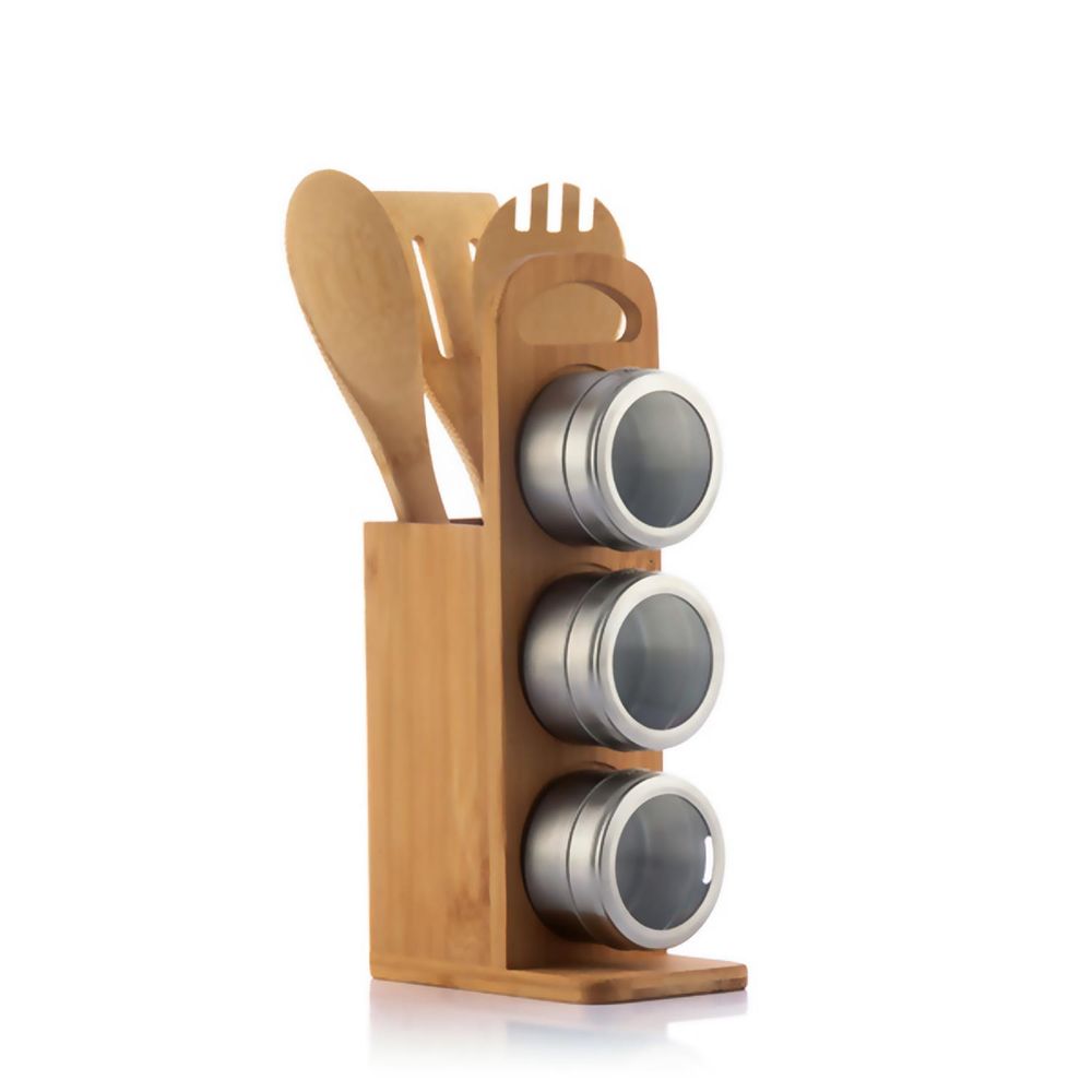 Bamboo Utensil & Spice Rack Set