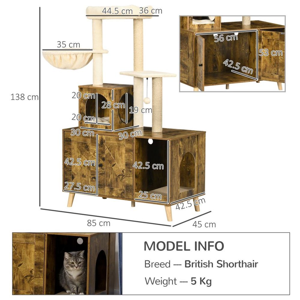 Cat Tree Enclosure with Litter Box