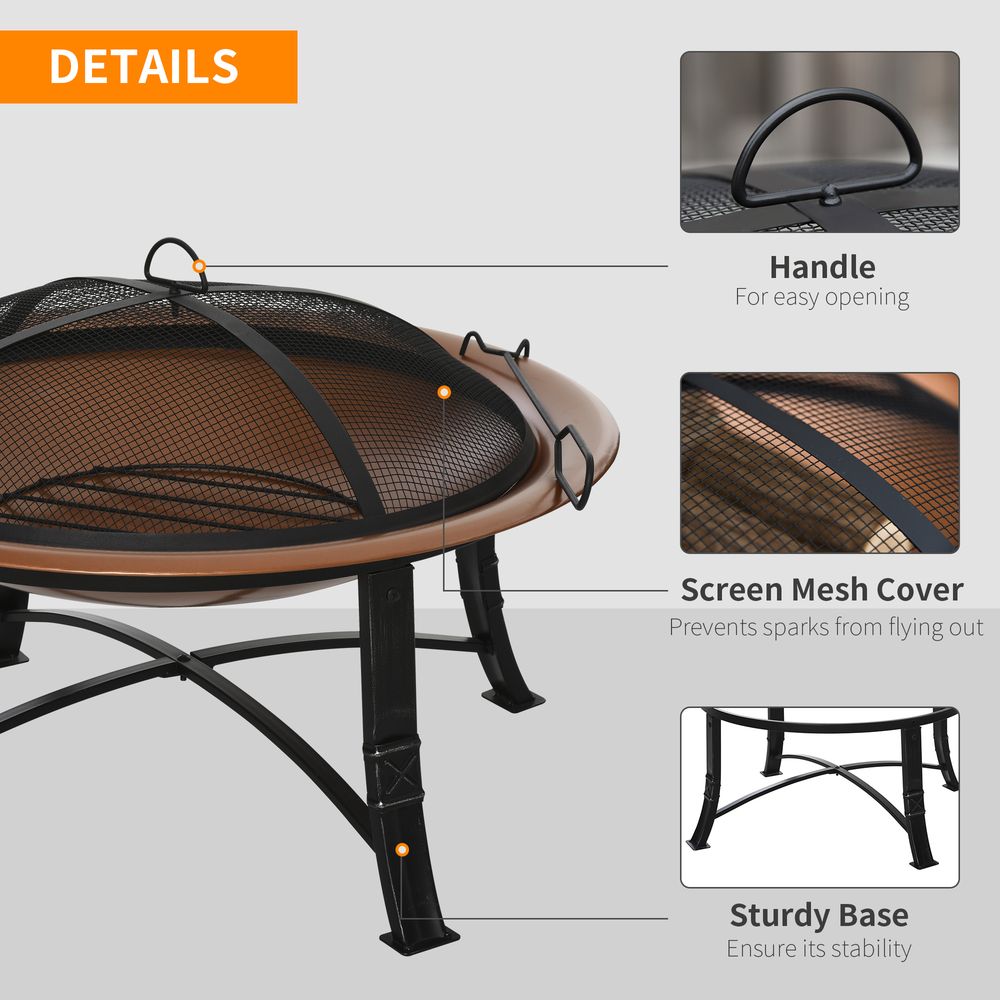 Steel Fire Pit with Spark Cover