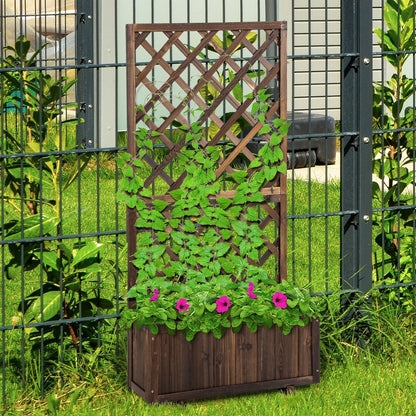 Pine Planter Trough with Trellis