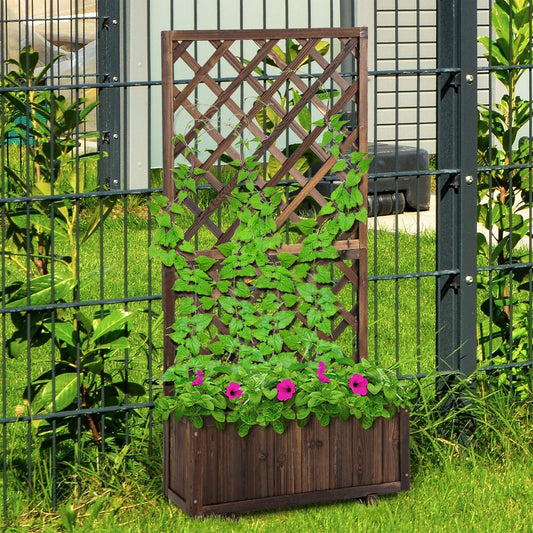 Pine Planter Trough with Trellis