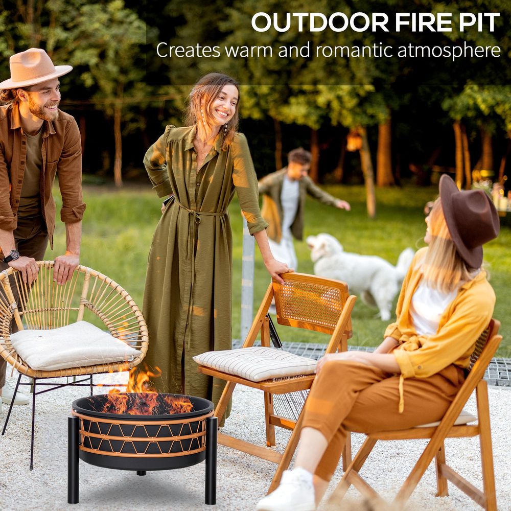 Fire Pit with Screen Cover 64cm