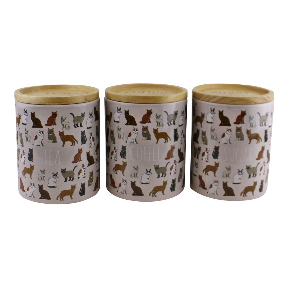 Ceramic Cat Jars x3