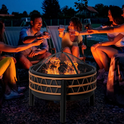 Fire Pit with Screen Cover 64cm