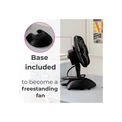 Black Clip Base Desk Fan