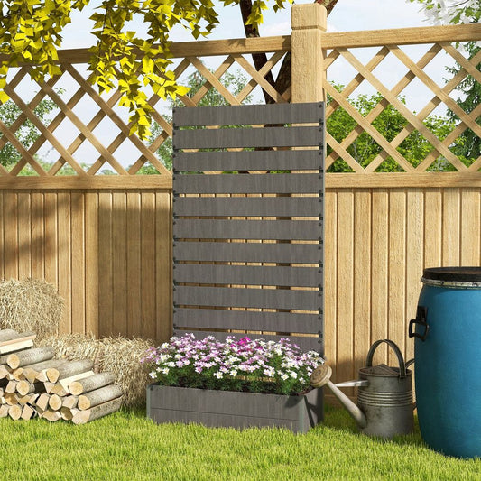 Raised Patio Planter with Trellis Dark Grey