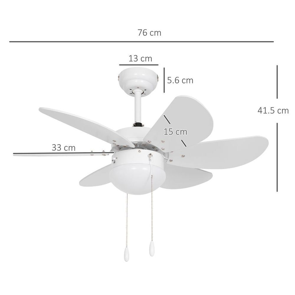 Pull Chain Ceiling Fan White