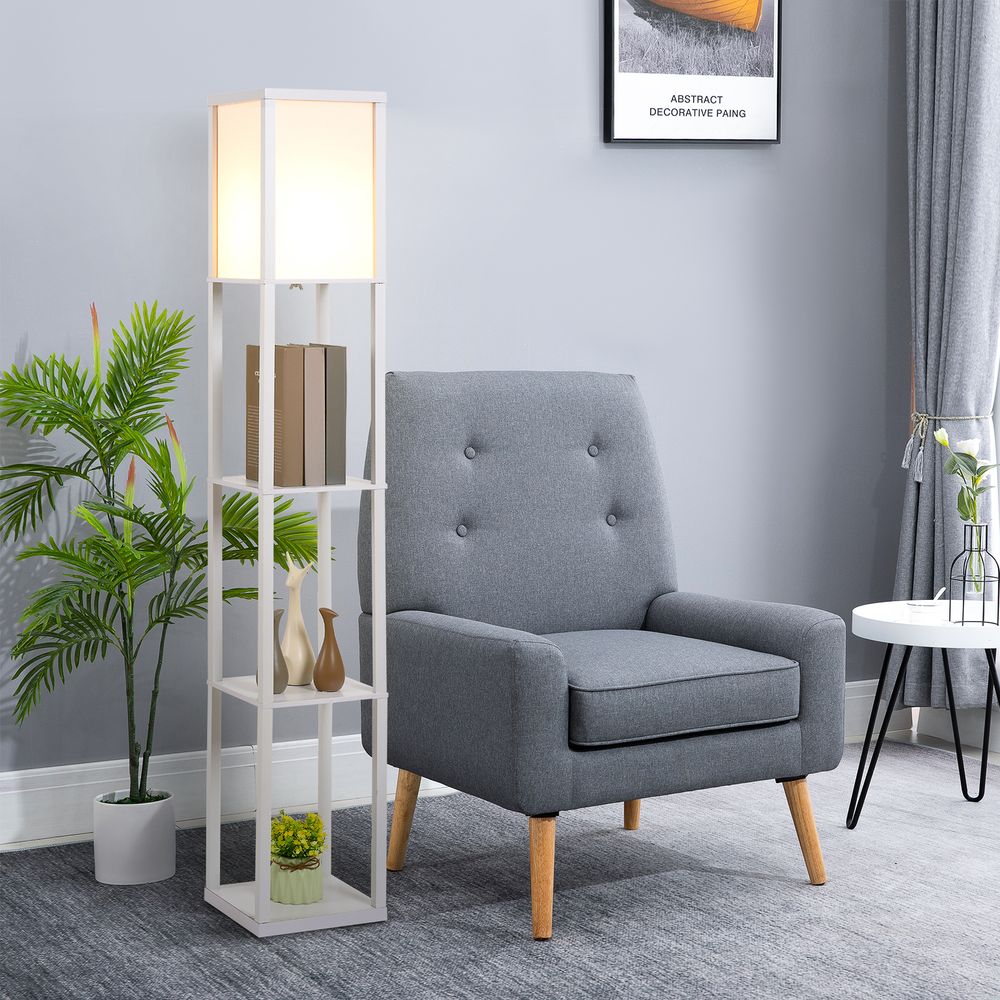 Floor Lamp with Shelves White