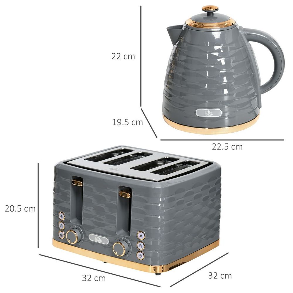 Toaster and 1.7L Kettle Set Grey